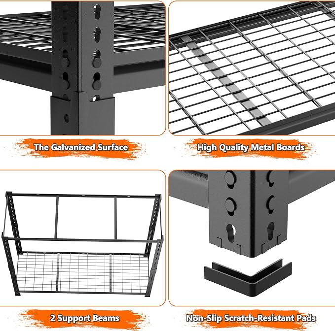 Storage Shelves Heavy Duty, 5-tier Adjustable Metal Industrial Utility Shelf - Image 5