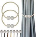 Hion Magnetic Curtain Tiebacks Beige 2pcs, Curtain Tiebacks Buckles Holdbacks by Hion