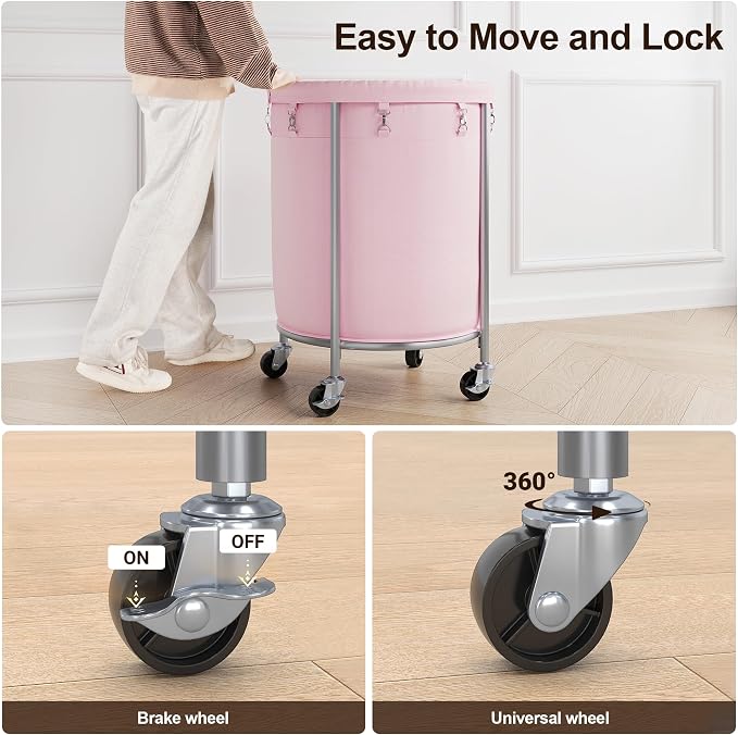 ELYKEN Laundry Basket with Wheels, 170L Rolling Laundry Hamper with Removable - Image 3
