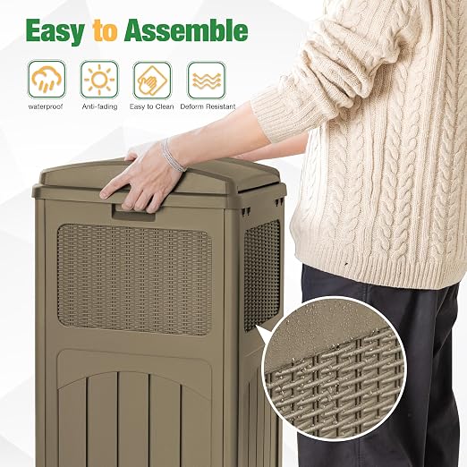 Flamaker 30 Gallon Trash Can, Resin Outdoor Garbage Can - Image 4