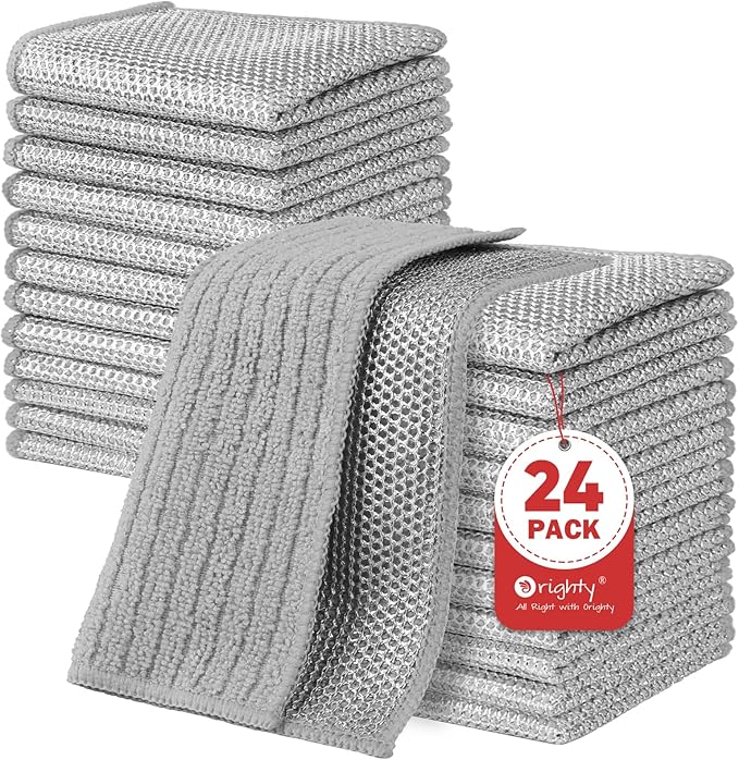 Orighty Multipurpose Wire Dishwashing Rag 24 Pcs, Upgraded Double-Layer by AllRightinOrighty