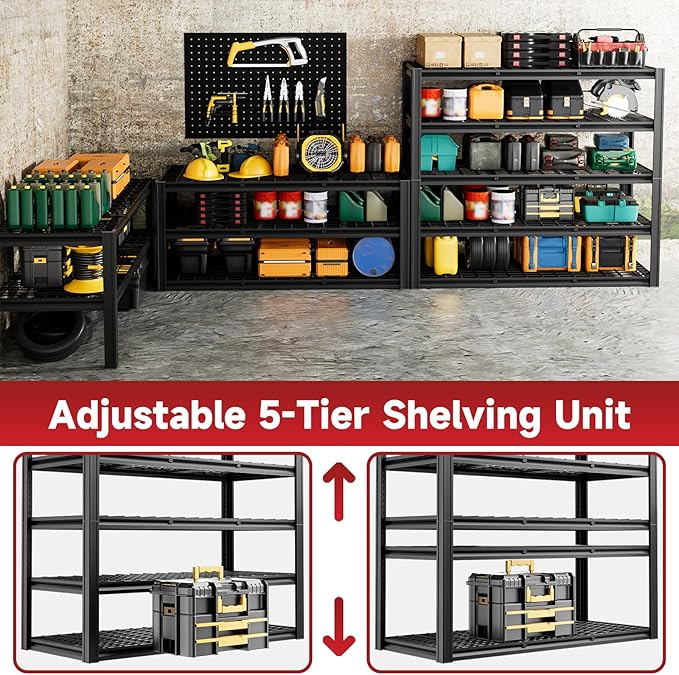 5-Tier 60”W x 24”D x 78”H Garage Shelving Adjustable Metal Storage Shelves - Image 6