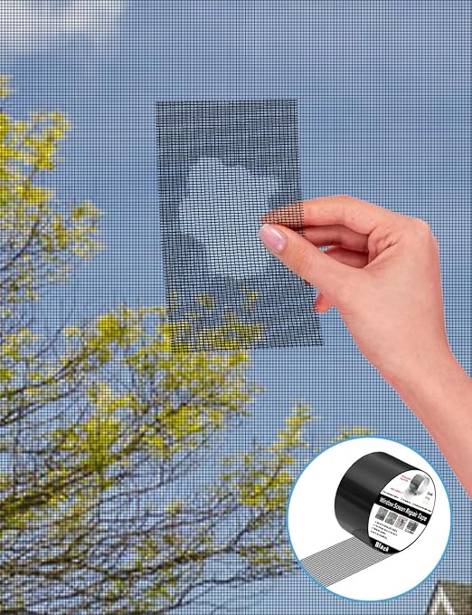 Wohohoho Window Screen Repair Tape, 3 in X 20 FT Black Screen Patch Repair Kit - Image 2