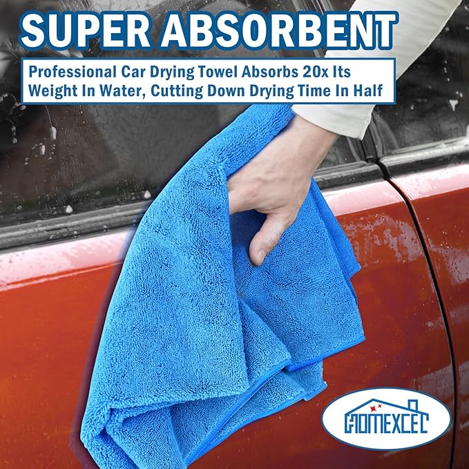 HOMEXCEL Professional Large Microfiber Car Drying Towels 2 Pack, Lint Free - Image 4