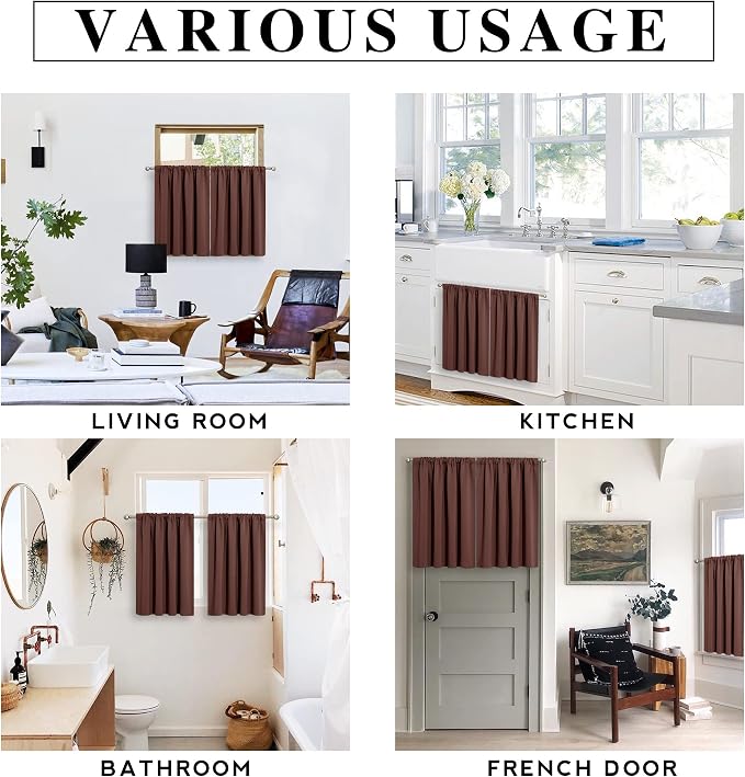 RYB HOME Small Curtains for Bathroom Window, Heavy Duty Thick Privacy Panels - Image 7