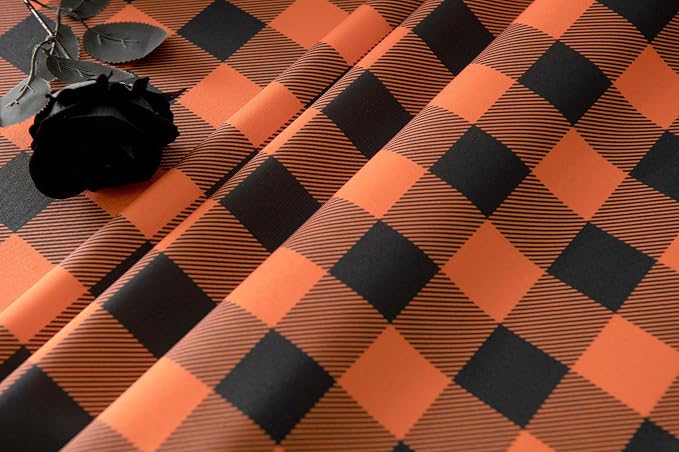 Orange Gingham Tablecloth Fabric - Image 9