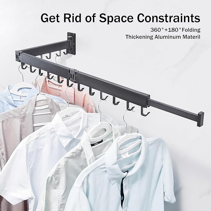 Clothes Drying Rack, Laundry Drying Rack Wall Mount, Space Saver Clothes Rack - Image 7
