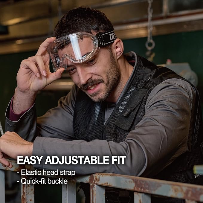DEX FIT Protective Safety Goggles SG220A; OTG Over Glasses Fit, Anti Fog & - Image 7
