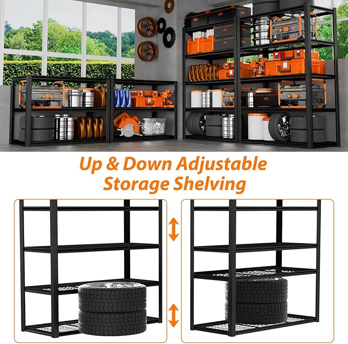 ROOMTEC 48" W Garage Shelving Heavy Duty, 2800LBS Storage Shelves, 5-Tier - Image 6