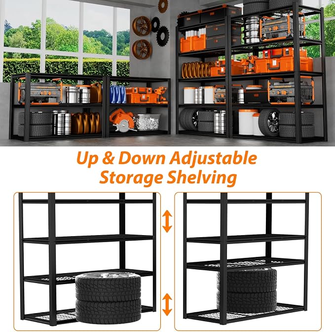 Garage Shelving, Storage Shelves Heavy Duty 2800 LBS Capacity, 5 Tier - Image 6