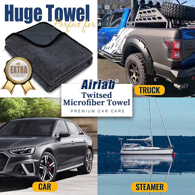 Airlab Microfiber Towels for Cars Wash Drying Extra Large Super Absorbent - Image 6