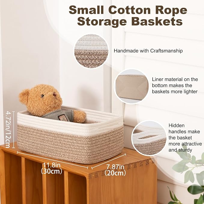 3 Pack Small Storage Baskets for Organizing, Cute Woven Decorative Gift Baskets - Image 2