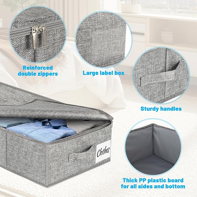 Under Bed Storage Container Bins 2 Pack, 5 Inch Thin Low Profile Underbed - Image 7