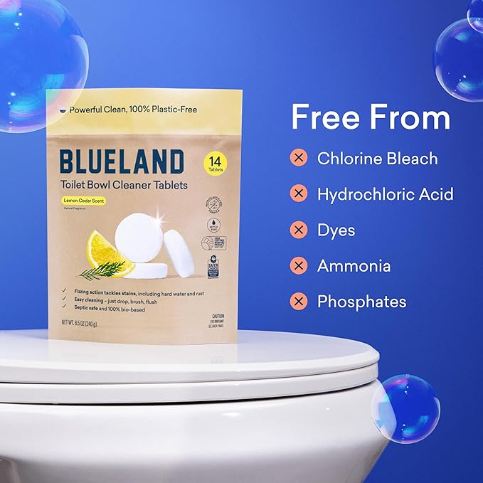 BLUELAND Toilet Bowl Cleaner Tablets, Lemon Cedar, Plastic-Free, No Harsh - Image 8