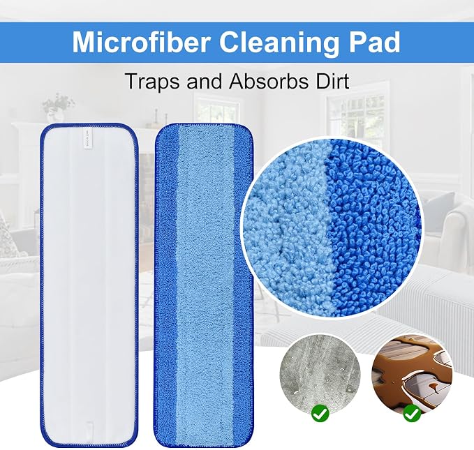 8 Pack Microfiber Cleaning Pad for Bona Mop Hardwood & Hard Surface Floors Dry - Image 2