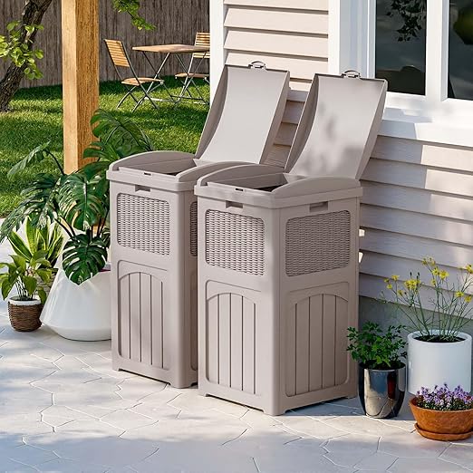 Patiowell 36 Gallon Outdoor Trash Can, Resin Outdoor Garbage Can - Image 3