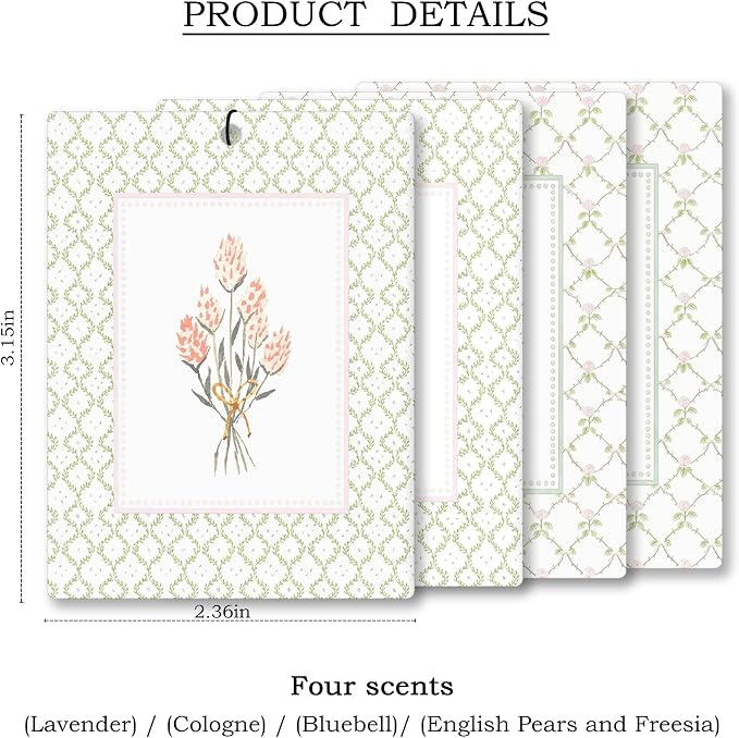 Elegant Rustic Floral Car Air Freshener 4 Pcs, Cottagecore Flower Hanging - Image 4