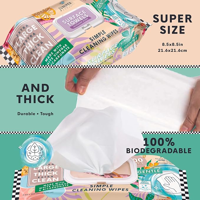3 Packs Surface Cleaning Wipes Bleach Free, Thick & Large Dispose, All-Purpose - Image 3