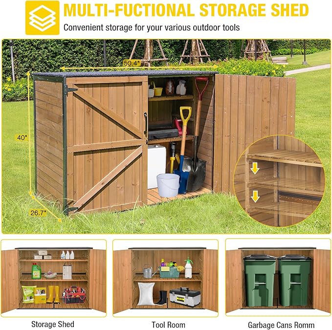 Aivituvin Outdoor Storage Cabinet Trash Can Storage Shed Upgraded - Image 5