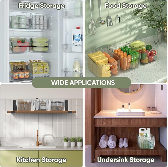 BALEINE Clear Plastic Storage Bins, Pantry Organization, BPA Free Stackable - Image 7