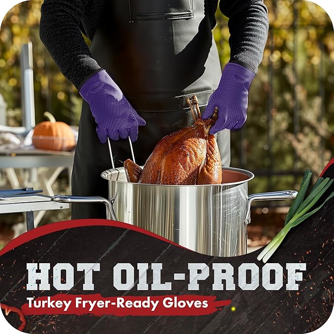 KITCHEN PERFECTION XL Silicone Smoker Oven Gloves -Extreme Heat Resistant BBQ - Image 6