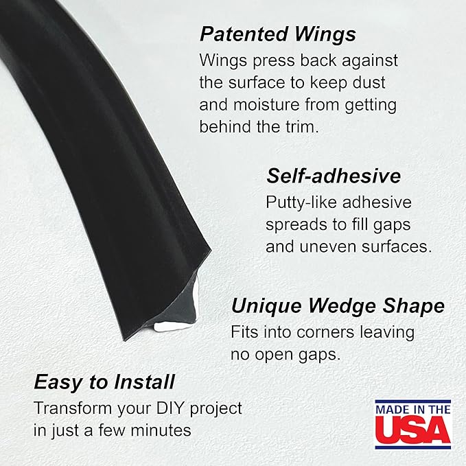 InstaTrim The Original Flexible Trim -10ft Black 3/4" Wide Caulk Tape - Image 4