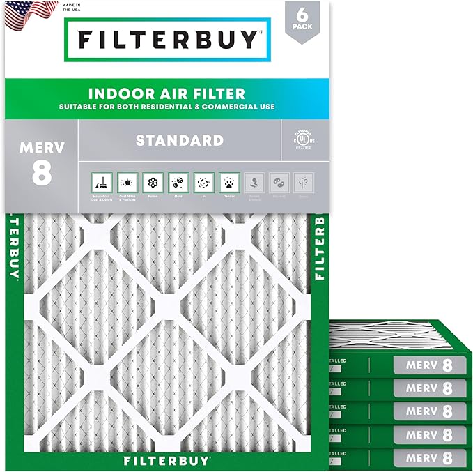 Filterbuy 24x28x1 Air Filter MERV 8 Dust Defense Replacement, Electrostatic by Filterbuy
