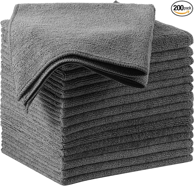 200 Pcs Microfiber Cleaning Cloth 16x16 Inch Microfiber Towels by Oudain