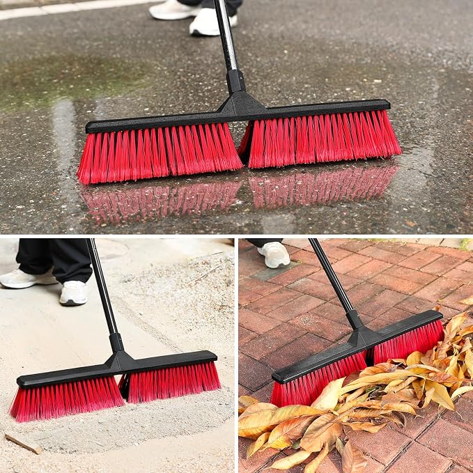 24" Push Broom Outdoor with 63" Long Handle and Stiff Bristles, Heavy Duty - Image 5
