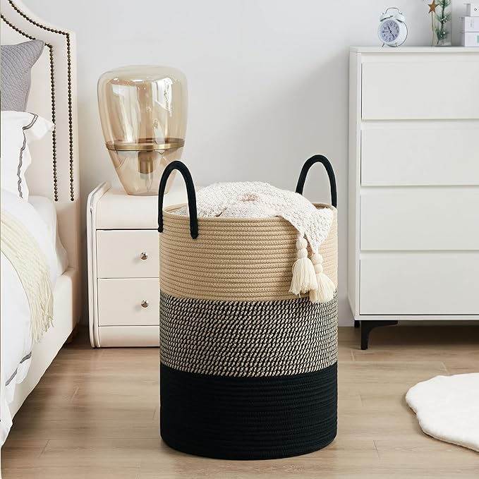 YOUDENOVA Woven Rope Laundry Hamper Basket, 100L Tall Laundry Basket, Baby - Image 5