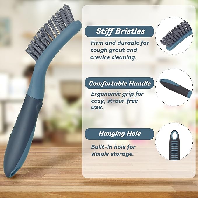 PHYEX 2 Packs Small Brushes for Cleaning, Stiff Bristle Grout Scrub Brushes for - Image 5