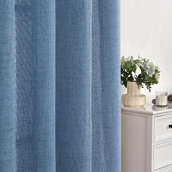YoungsTex Denim Blue Linen Curtains 72 Inch Length - Image 6