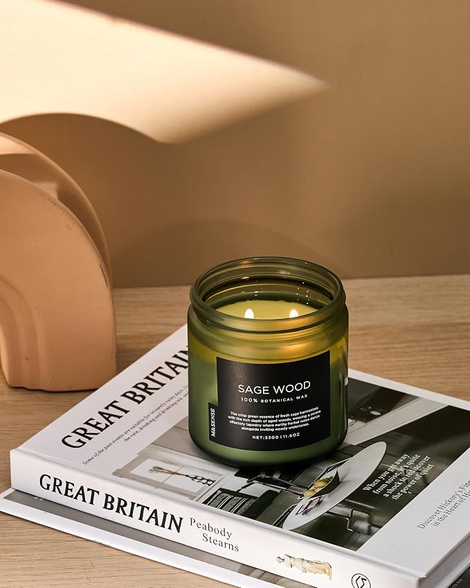 M&SENSE Sage Wood Scented Candle, 11.6oz 70 Hours Long Lasting Clean Non Toxic - Image 7