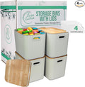 Storage Bins with Bamboo Lid – Stackable, and Home – Elegant Wicker-Style by Unknown