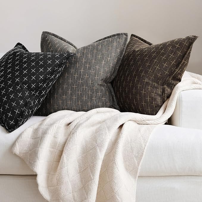 ZWJD Pillow Covers 16x16 Set of 2 Soft Polyester Textured Pillow Covers - Image 4