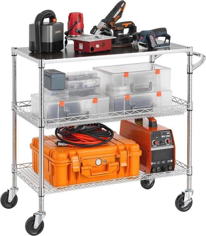 Finnhomy 3 Tier Heavy Duty Commercial Grade Utility Cart - Image 2