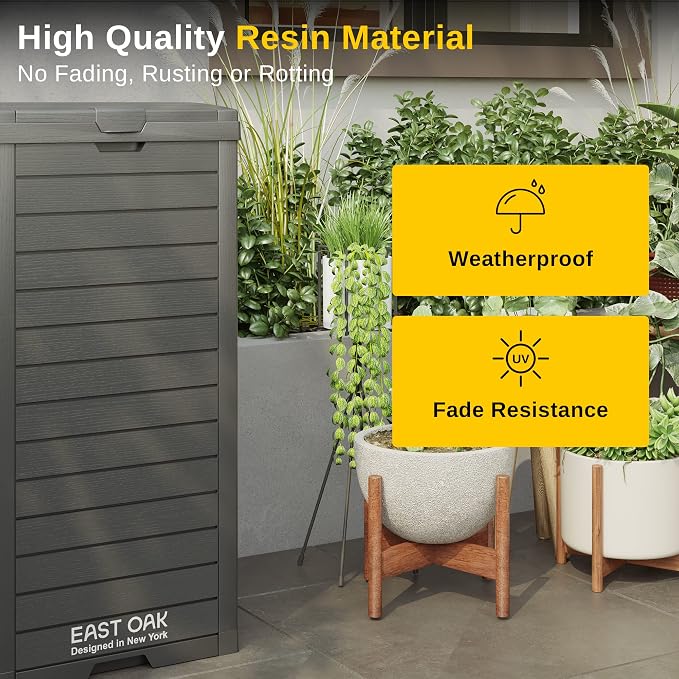 EAST OAK 38 Gallon Outdoor Trash Can | Waterproof Resin Garbage Can - Image 4