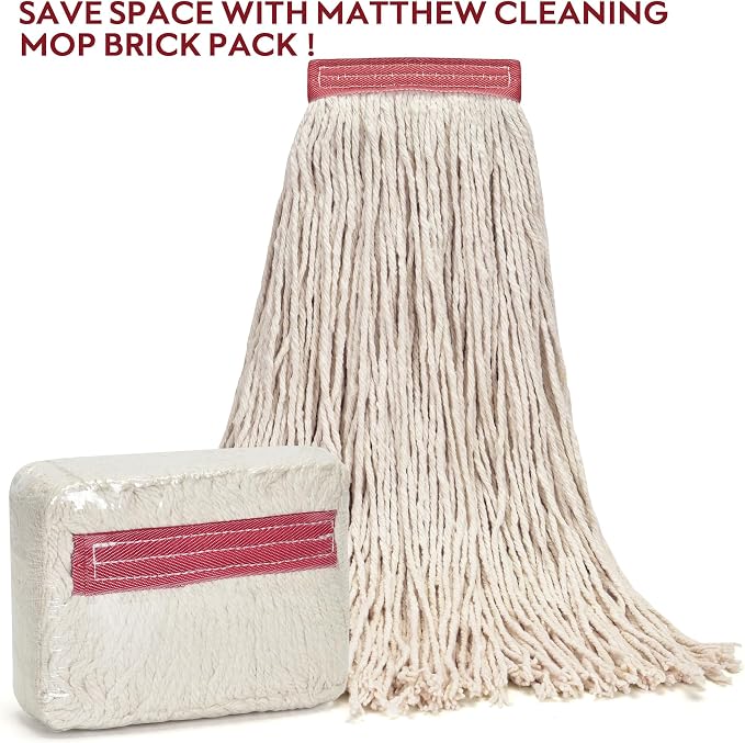 Matthew Cleaning 24oz 12Pack Cotton Mop Head Replacement, Looped-Open String - Image 3