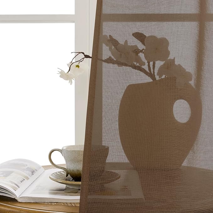 Tollpiz Sheer Door Curtain Closet Linen Textured Curtain Sheers Doorway Light - Image 9