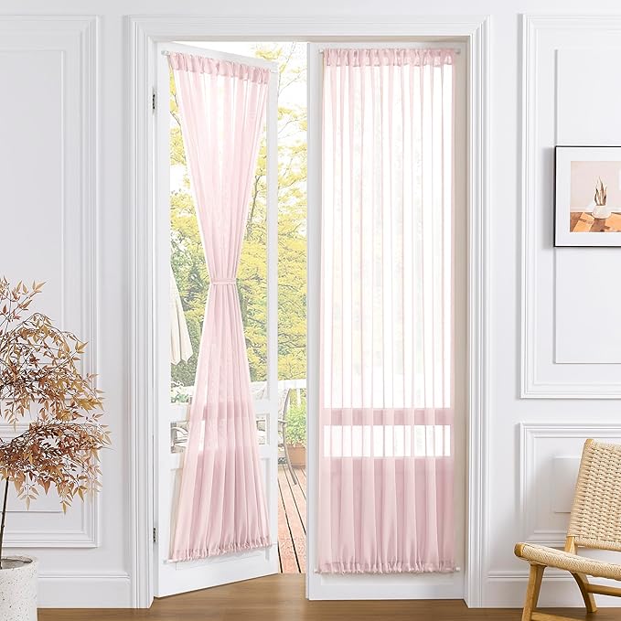 Tollpiz Sheer Door Curtains Closet Linen Textured Curtain Sheers Doorway Light by Tollpiz