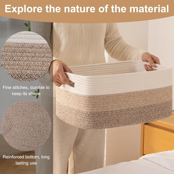 Large Storage Basket for Organizing, Woven Rope Basket for Shelves, Closet - Image 7