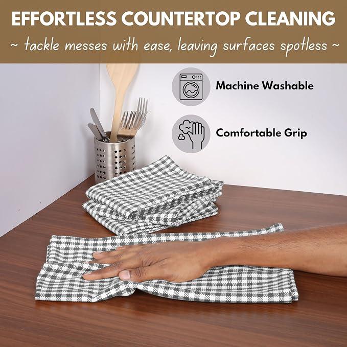 Native Fab 12 Pack Gingham Mini Check Kitchen Dish Towel Cotton Durable - Image 5