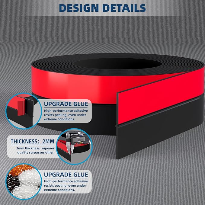 Heavy-Duty 20 ft x 3 in Weather Stripping, Extra Thick 2mm Door Draft Stopper - Image 4