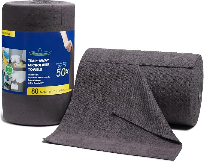 Greenfound Microfiber Cleaning Cloth Roll -80 Pack, Tear Away Towels, Reusable by Greenfound