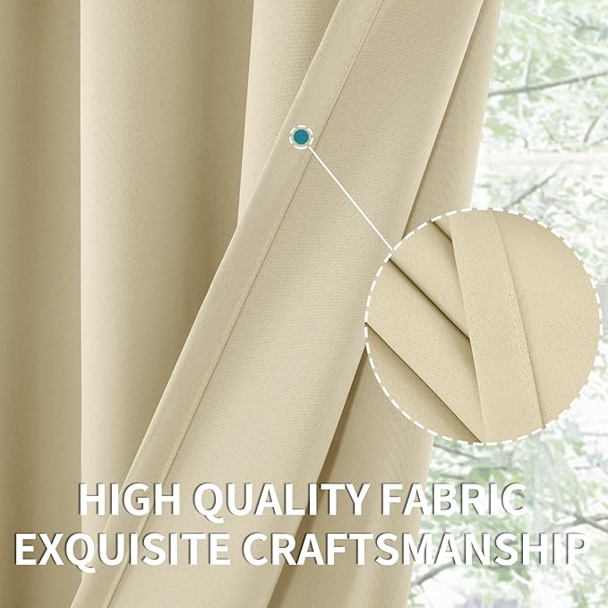 BGment Beige Blackout Curtains 40 Inches Long - Image 5