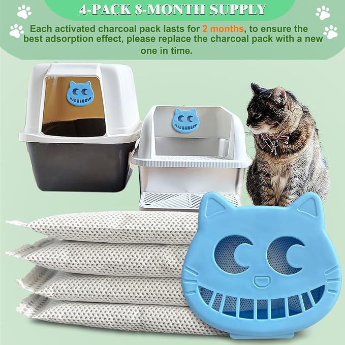 Unscented Cat Litter Box Deodorizer Kit Stick-On Activated Carbon Odor - Image 6