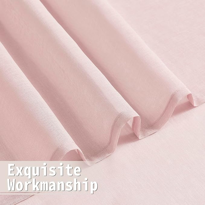 Tollpiz Sheer Door Curtains Closet Linen Textured Curtains Sheer Doorway Light - Image 8