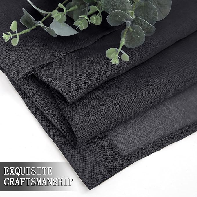 Tollpiz Short Sheer Curtain Linen Textured Bedroom Curtains Sheer Light - Image 7