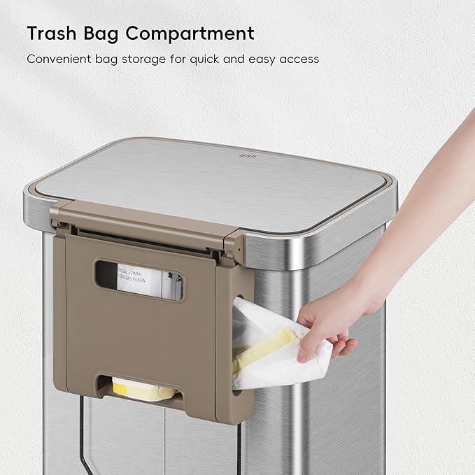 EKO Hudson Matte Stainless 50 Liter/13.2 Gallon Step Trash Can - Image 4