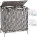 Laundry Hamper with Lid 132 L, Clothes Hamper with Lid, Handwoven Rattan by SETVSON